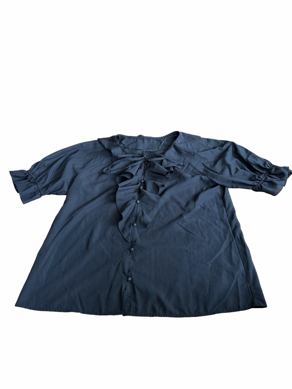 GU Women’s Black Ruffle Front Button Blouse